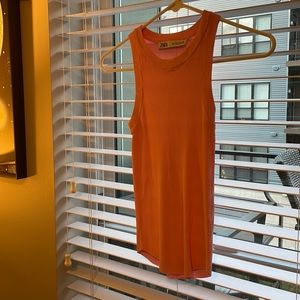 Zara Pink Ribbed Knit Racerback Tank Top